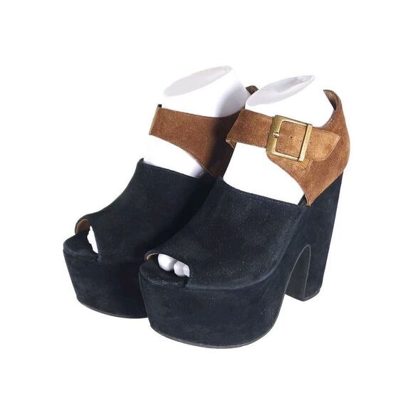 Free People Black and Tan Platform Heels - Picture 1 of 16